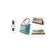 Seagreen Handbag + Banarsi Clutch + Black Strap watch